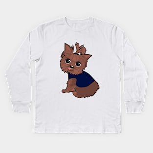 Yorkie puppy Kids Long Sleeve T-Shirt